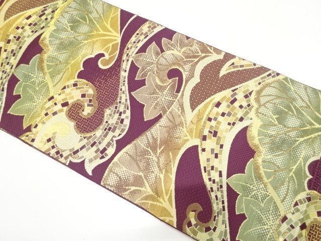 JAPANESE KIMONO / TREES / MAPLE PATTERNS WOVEN AGAINST A STORMY SEA NA